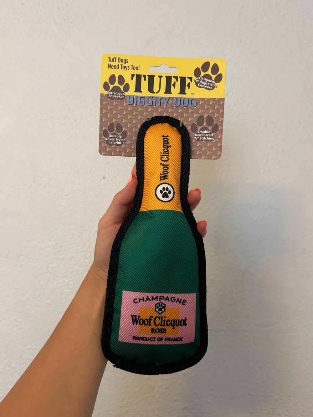 Haute Diggity Dog “Woof Clicquot Rosé” Champagne Dog Toy